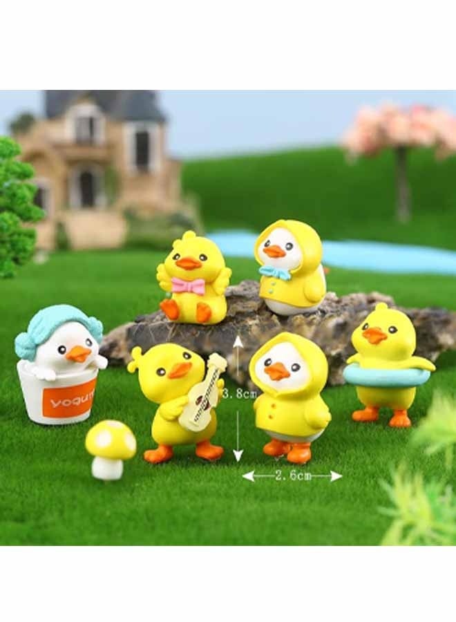 6 قطع من زينة السيارات على شكل بط أصفر، مجسمات بط من الراتنج لتزيين لوحة القيادة ومرآة الرؤية الخلفية، إكسسوارات داخلية للسيارة، زينة منزلية - Image 2